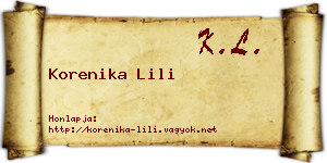 Korenika Lili névjegykártya